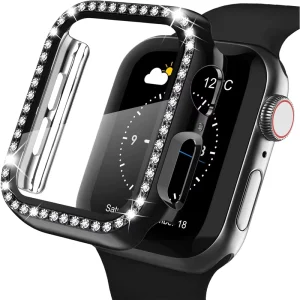 Glass+Bling Diamond Case for Apple Watch Series 11 10 9 8 7 6 5 4 Se 46mm 42 44mm 40 41 45mm Smart Watch Accessories