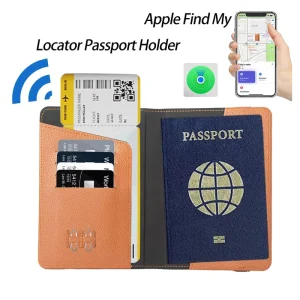 Global Locator Passport Holder ISO Apple Find My PU Leather Wallet Tracker