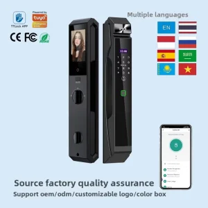 Glomarket 3D Face Automatic Intelligent Door Lock with Video Intercom and Alexa Voice Control Suitable for Home Door Security