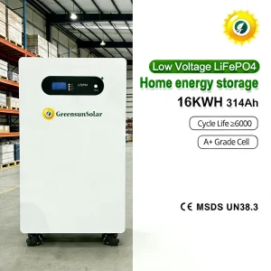 Greensun High Quality Lithium Battery 15KWh 16KWh LiFePO4 for Solar Power System Home