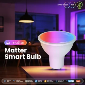 Eco-Friendly, Durable, High-Quality GU10 Smart Bulb, 4.7W, 6500K Cool Light, Alexa and Google Compatible, Dimmable, for Office and Home