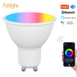GU10 Dimmable Alexa Smart Bulb, Tuya WiFi Bluetooth Group Control RGB 3CCT GU10, Compatible with Google Assistant Smart Speakers