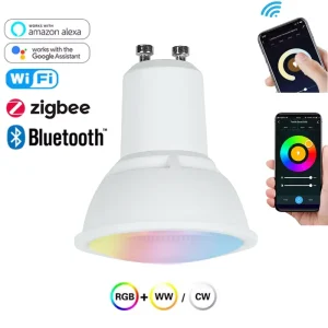 Vertex Wireless Smart Light Bulb, Alexa Tuya Anti-Glare GU10 LED Lamp, Dimmable RGB Zigbee GU10 Smart LED Bulb