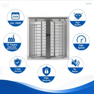 Gym Gate Turnstile NFC Barrier Gate Access Control Full Height Turnstile Gate QR Code RFID Face Recognition 304 Stainless Steel