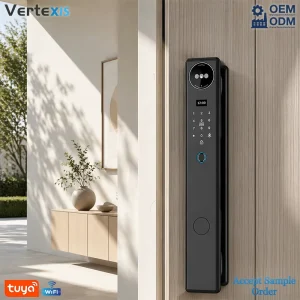 H27 Smart Lock-Face Recognition App Control Palm Vein Card Unlock Aluminum Alloy Grade C Security Wood Cloud