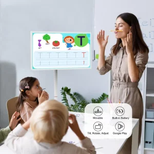 HBYLCD Portable Smart TV 32 Inch Full HD Android 15 6+128GB Touch Screen Rechargeable Smart TV on Wheels for Gaming Home Use