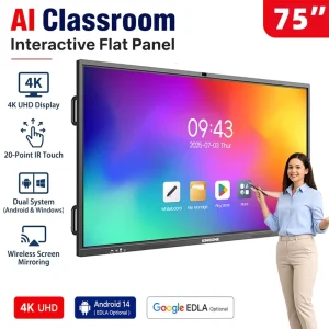HD 75 Inch Android Window LCD LED Anti Glare Meetings Interactive Smart Board Multi Touch Screen Monitor Interactive Whiteboard