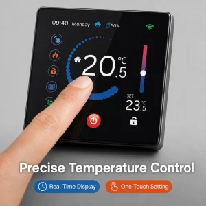 HD Color Screen Digital Thermostat Intelligent Temperature Controller Touch Key Thermostat for Electric Floor Heating Greenhouse