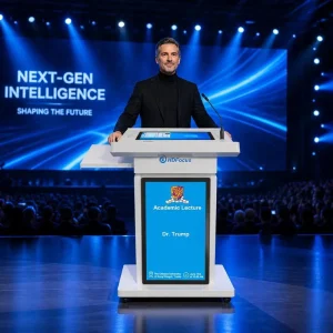 HDFocus DP32 Dual Screen Digital Podium 21.5″ Touch & 32″ Display Electric Lift Smart Lectern with Wireless Charger