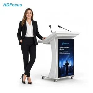HDFocus DP42 Digital Podium with 43 Inch Front Display and 21.5 Inch Touch Screen Smart Lectern for School Auditorium