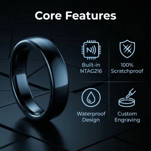 HFR685 Modern NTAG216 Smart NFC Ring Ceramic Brushed 5mm Hypoallergenic Scratch-Resistant Unisex Wedding Party