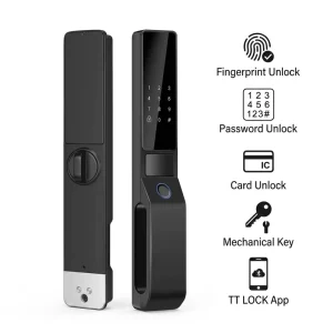 HJJ Professional Push Pull Smart Anti Theft Door Lock Aluminum Alloy TT Lock Biometric Fingerprint APP Control Digital Easy