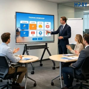 HRAY 75 Inch 4K UHD 20 Point Infrared Touch All in One 4G 32G Android13 for Business Meeting Task Item Management Support OEMODM