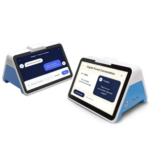 HUSHIDA AI Dual Screen Translator with 10.1 Inch Touch Display Screen Algorithm for Smart Business and Counter Service Use