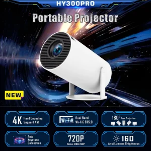 HY300 Pro 4K Home Theater Projector 500 Lumens Android 11 WiFi 6 BT5.0 Portable LED 1280x720P Smart Cinema 2000:1 Contrast