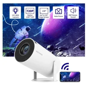HY300 Pro Mini Projector Android 11 Smart Home Cinema 180 Degree Rotation 4K Supported 200 Lumens Dual WiFi Portable