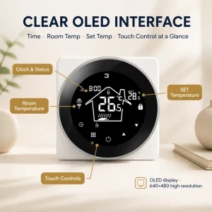 HY312 WIFI Round Touch Screen Thermostat Remote Control Smart Home Digital Room Thermostat Support Tuya APP Google Alexa