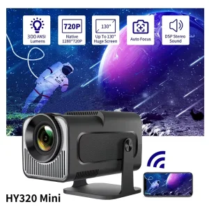 HY320 Mini Android Projector LED Beamer Home Theater 720P 1080P WIFI Smart TV HD Portable Projector