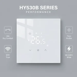 HY530B Dry Contacts Smart Thermostat Eco Friendly Touchscreen Controller for Underfloor Heating Operated Home