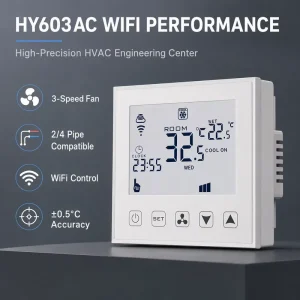 HY603AC-WiFi Tuya Smart Cooling Heating Air Conditioning 2/4Pipes 3 Speed Fan FCU Thermostat Digital Room Temperature Controller