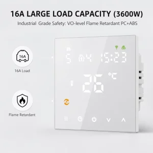 HY607 Wifi Large LED Screen Tuya Alexa Voice Control Digital Weekly Programmable Heating Thermostat