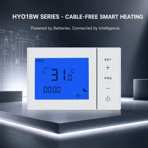 HYSEN HY01BW Battery Powered Smart Thermostat LCD Touch Screen Weekly Programmable Controller for Wall-hung Gas Boiler Heating