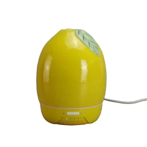 Handcrafted Glossy Porcelain Lemon Aroma Diffuser, Fresh Citrus Fruit Essential Oil Humidifier with Smart Timer Settings