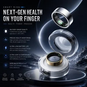 Health Smart Ring Heart Rate Blood Oxygen Sleep Monitoring Fitness Tracker with App Control