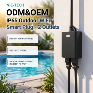 Heavy Duty 15A WiFi Outdoor Smart Socket 2 Outlets Compatible with Alexa Google Home for Backyard Landscape Lighting Decor