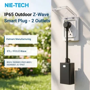 Heavy Duty 15A Z Wave 800S Outdoor Smart Socket 2 Outlets Compatible with Ring SmartThings Hub for Backyard Landscape Lighting