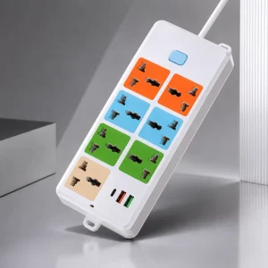 Heavy Duty 3 8 Way Industrial Universal Power Strip 2500W 10A with 1 Type C and 2 USB A Ports IP44 Extension Socket