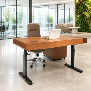 Heavy Duty Electric Standing Desk Dual Motor 3 Stage E1 MFC 25mm RAL9005 Black Frame with Digital Controller