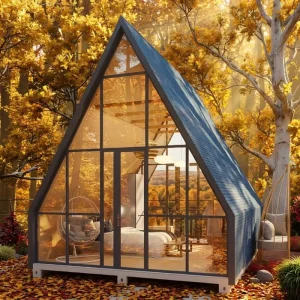 Heavy Duty Steel Structure Prefab A-frame Triangle House Kit Waterproof Quick Assembly Modular Solar-Powered Eco-Friendly