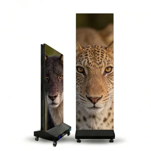 High Brightness 1000cd LED Electronic Poster Screen Smart Advertising Equipment Standing Display HDR10 IP65 12 Bit Color
