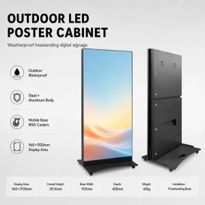 High Brightness Outdoor Portable P2.5 Smart LED Poster Display Screen Foldable Board with Moving Stand Animation for Advertising
