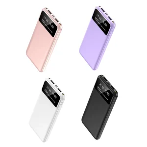 High Capacity 10000mAh 22.5W 5A Output LED Display Ultra Slim Portable Power Bank Dual USB Type C Outputs Fast Micro USB Input