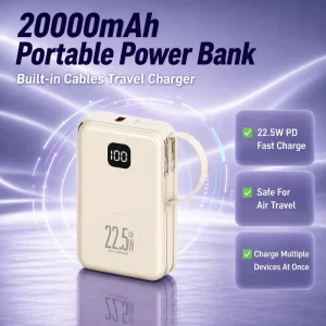 High Capacity 20000mAh Power Bank with 22.5W PD Fast Charging, Smart Digital Screen OEM/ODM Custom LOGO Source Factory B2B OEM