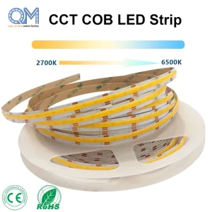 High Density CE ETL Certified 608LEDs 12V 24V 2700K Dual CCT COB LED Strip 10mm CRI90 for Commercial Project