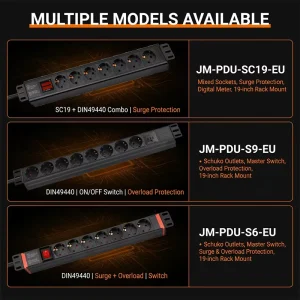 High Density Germany PDU 6/8/9/12 Way DIN49440 Schuko Socket Power Distribution Unit with Overload Protection for Data Center