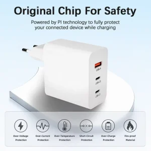 High Efficiency 65W PD PPS Type C Type A GaN Tech Fast Charging Adapter AC DC IN Plug Power Adapter for Mobile Phone Tablet