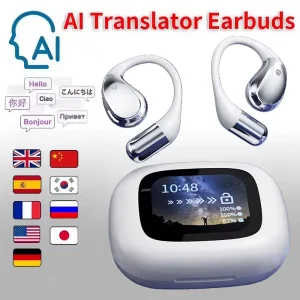 High End Smart Touch Screen AI Voice Assistant Ear Hook Audifonos Inalambricos TWS Wireless BT Earphones Ai Translator Earbuds