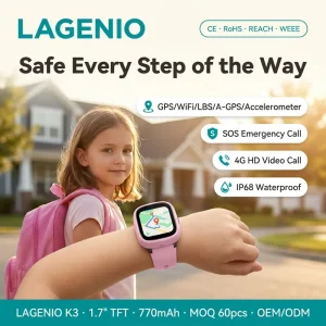 High Quality 4G Kids Smart Watch GPS A-GPS Tracker SOS Video Voice Call Alarm IP68 Waterproof FCC Children Smart Watch
