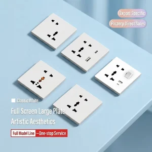 High Quality 5 Hole Multi Function White Socket UK Standard Wall Switch Socket