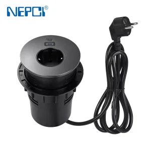 High Quality Embedded Desk Grommet 65W PD3.0 Type C 16A 250V Desktop Power Outlet with Bottom Socket for Workstations