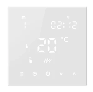 High Quality Programmable Touch Sensitive White Tempered Glass Screen Wifi Smart Thermostat for Heating