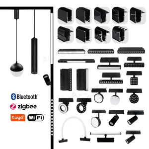 High Quality Smart Tuya Wifi Ziggbe Wireless Control Dimmable Magnetic Magnet LED Track Linear Spot Lights System