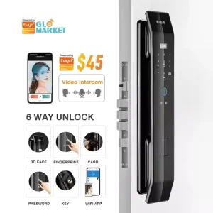 High Quality Tuya App 3d Wifi Face Recognition With Camera Fingerprint Code Card Intelligent Digital Smart Door Lock