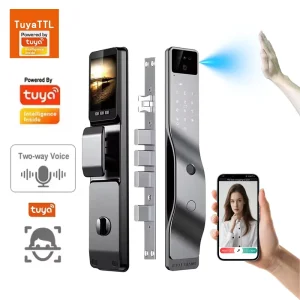 High Quality Tuya Biometric Digital Fingerprint Smart Locks Face Recognition for Aluminum Wooden Doors WiFi Network Connectivity
