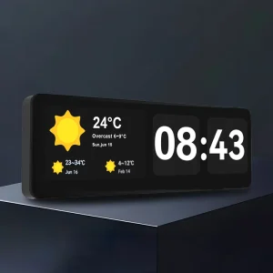 High Resolution 21 Inch Digital Signage Weather Clock Dual Power Supply Timing Countdown & Information Display for School Campus