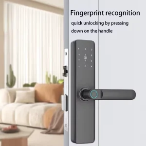 High Security Biometric Fingerprint Handle Digital Keyless RFID Card Lock Cloud Wood Door Smart Door Lock